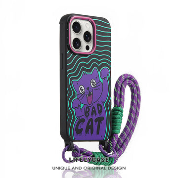 iPhone Lanyard Series | Cool Cat Design Liquid Silicone Phone Case