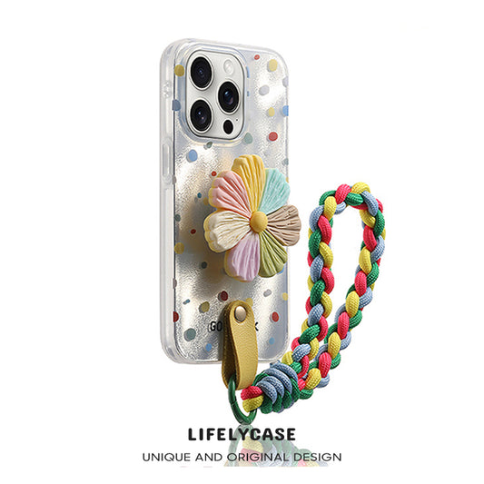 iPhone Lanyard Series | Colorful Petal Stand Phone Case