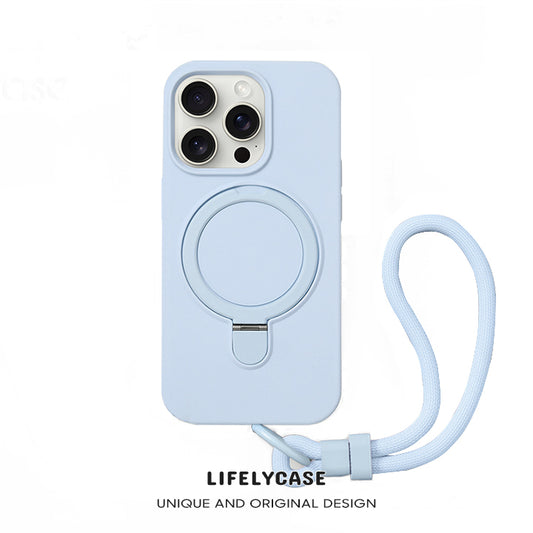 iPhone Lanyard Series | Liquid Silicone MagSafe Foldable Stand Phone Case