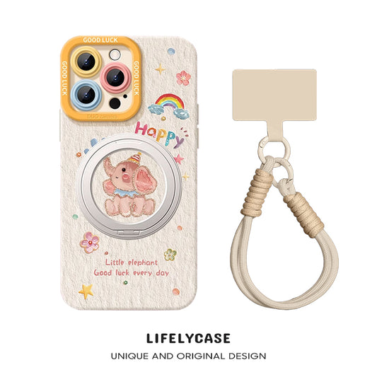 iPhone Lanyard Series | Magnetic Rotating Bracket Cartoon Phone Case