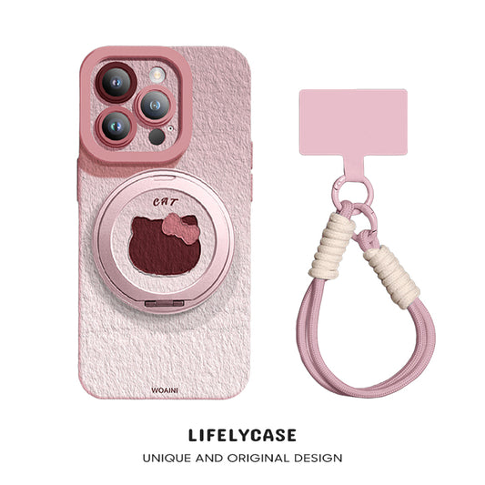 iPhone Lanyard Series | Magnetic Rotating Bracket Cartoon Phone Case