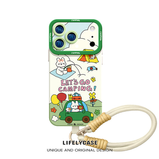 iPhone Lanyard Series | Cartoon Design Liquid Silicone Phone Case