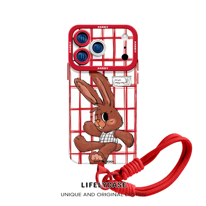 iPhone Lanyard Series | Cute Bunny Liquid Silicone Phone Case