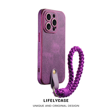 iPhone Lanyard Series | Dark Purple Leather Phone Case