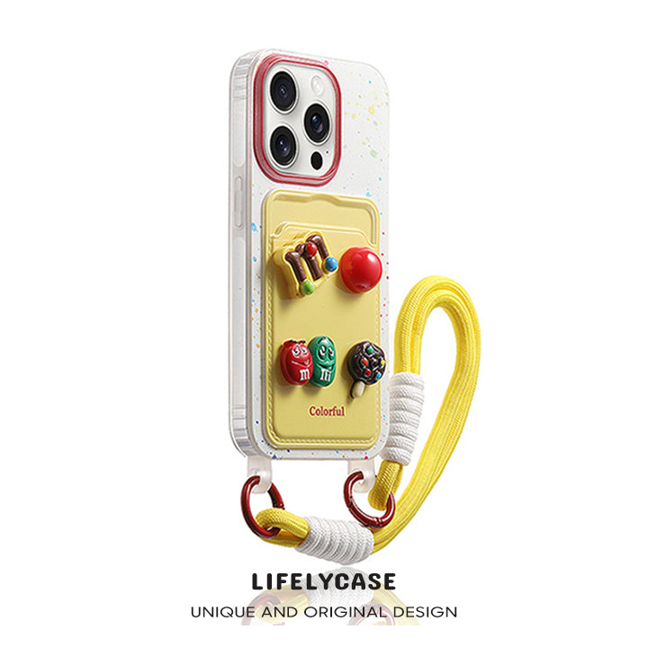 iPhone Lanyard Series | 3D M&M's Design Card Holder Phone Case