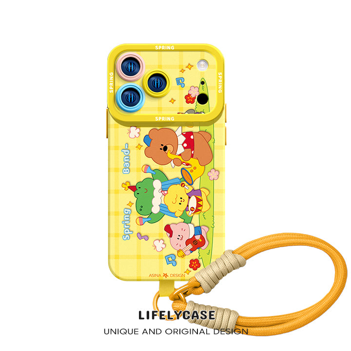 iPhone Lanyard Series | Cartoon Design Liquid Silicone Phone Case