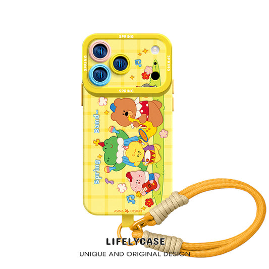 iPhone Lanyard Series | Cartoon Design Liquid Silicone Phone Case