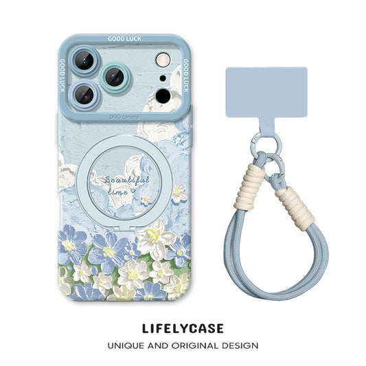 iPhone Lanyard Series | Magnetic Rotating Bracket Cartoon Phone Case
