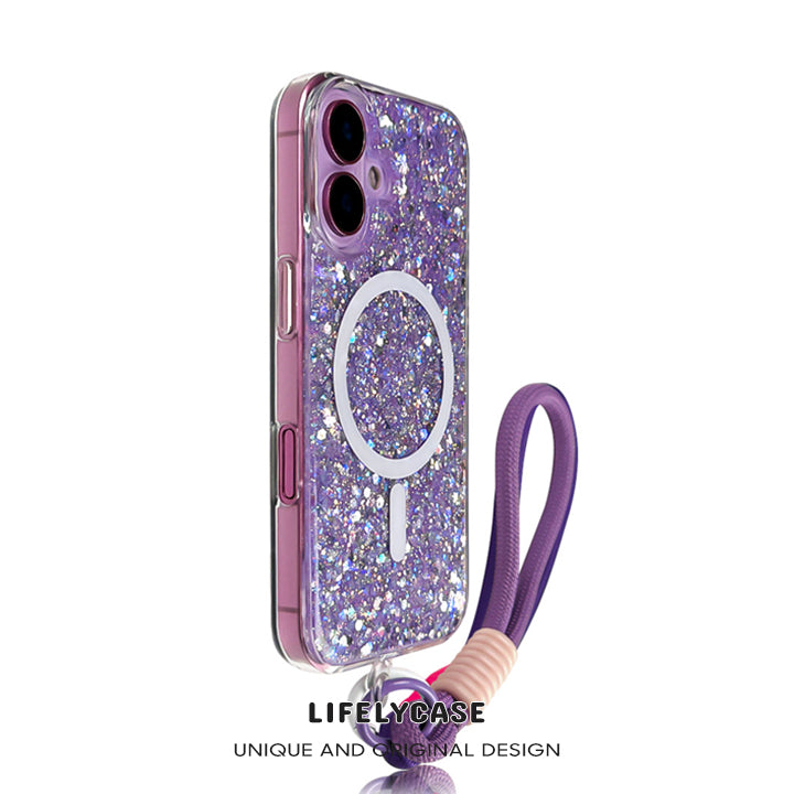 iPhone Lanyard Series | Sequin Liquid Silicone Soft Phone Case