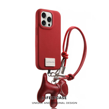 iPhone Lanyard Series | Genuine Leather Phone Case with Free Dachshund Pendant