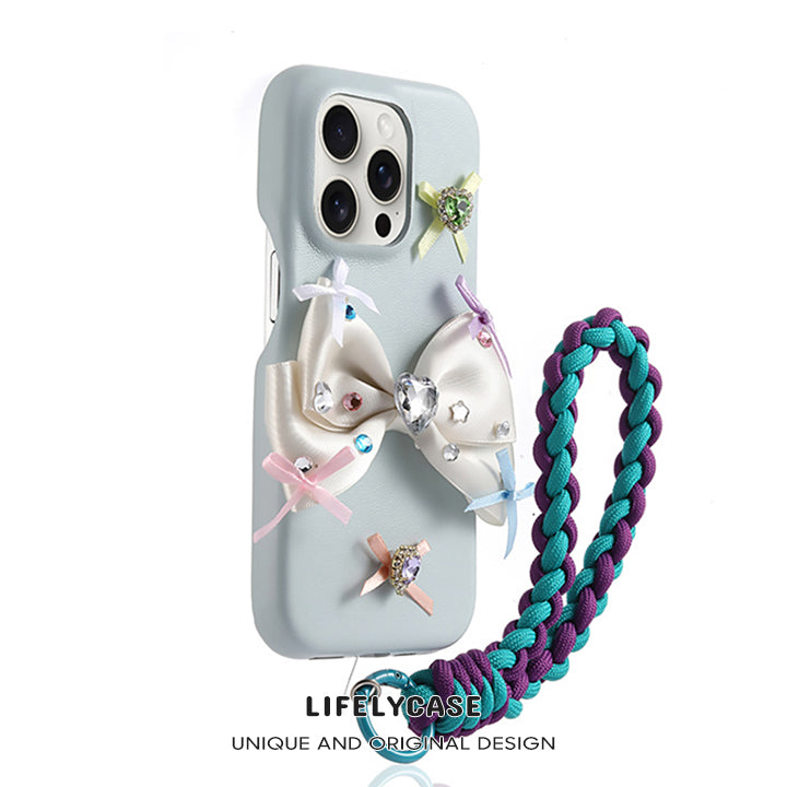 iPhone Lanyard Series | Princess Style Bow Leather Phone Case