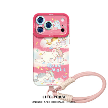 iPhone Lanyard Series | Sleeping Cat Liquid Silicone Phone Case