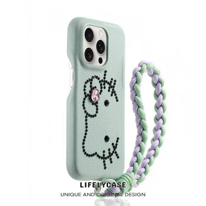 iPhone Lanyard Series | Cartoon Design Leather Phone Case