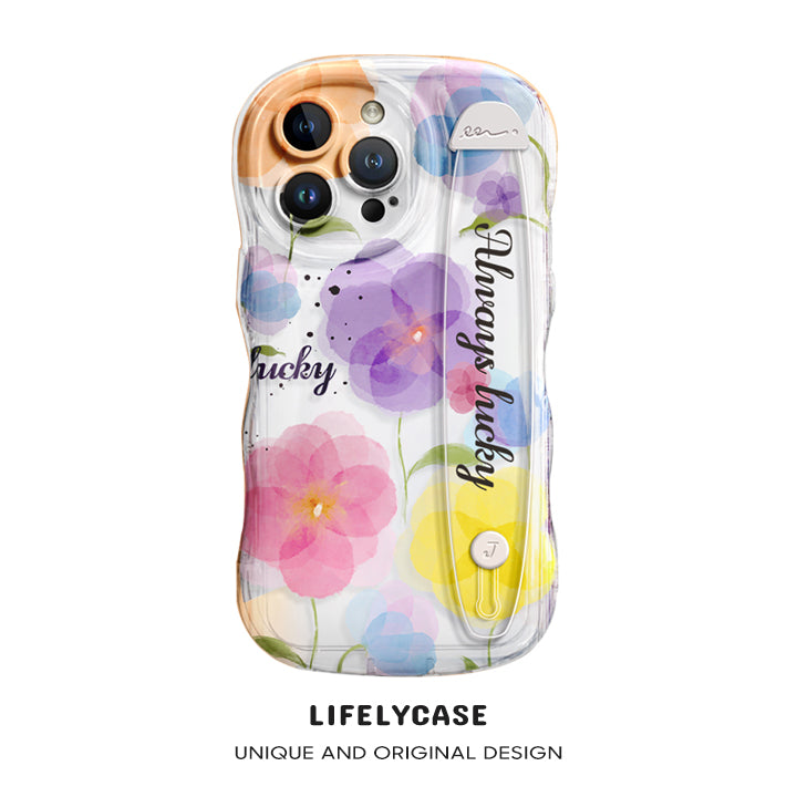 iPhone Series | “Watercolor Flowers” Design Transparent Wristband Phone Case