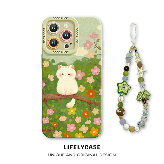 iPhone beads series | Flower Cat Liquid Silicone Phone Case