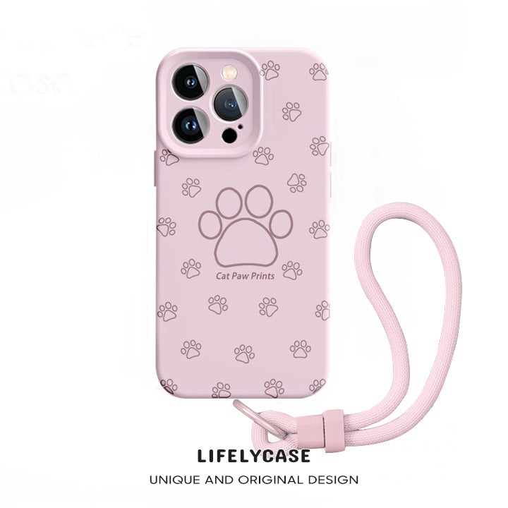 iPhone Lanyard Series | Cute Cat Paw Liquid Silicone MagSafe Phone Case