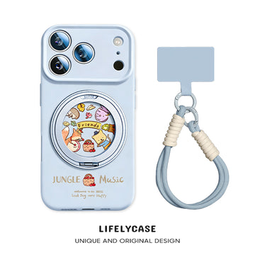 iPhone Lanyard Series | Cartoon Rotating Stand Phone Case