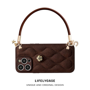 iPhone Lanyard Series | Camellia Genuine Leather Phone Case