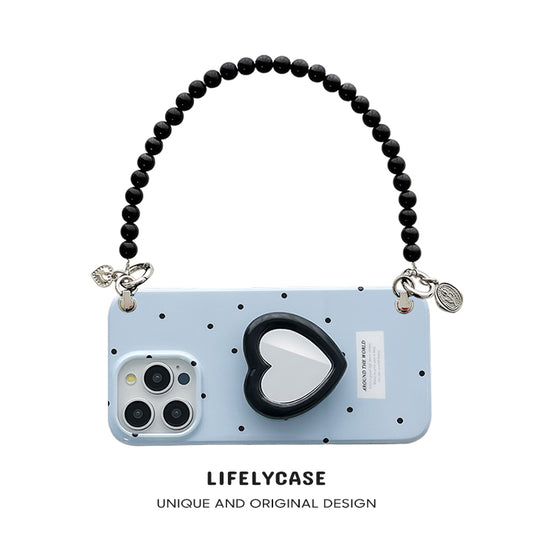 iPhone Lanyard Series | Heart Stand Polka Dot Phone Case