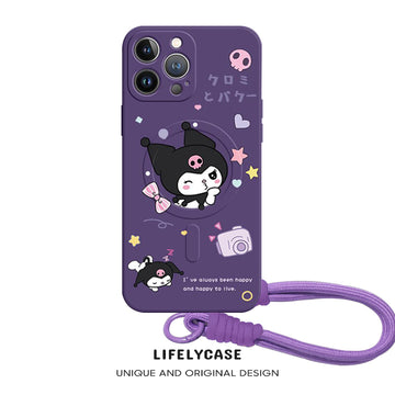 iPhone Lanyard Series | Kuromi Liquid Silicone MagSafe Phone Case