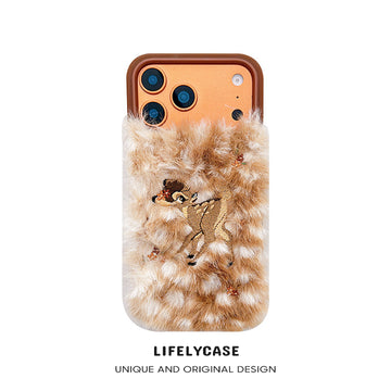 iPhone Series | Leopard-print deer Liquid Silicone Plush Phone Case