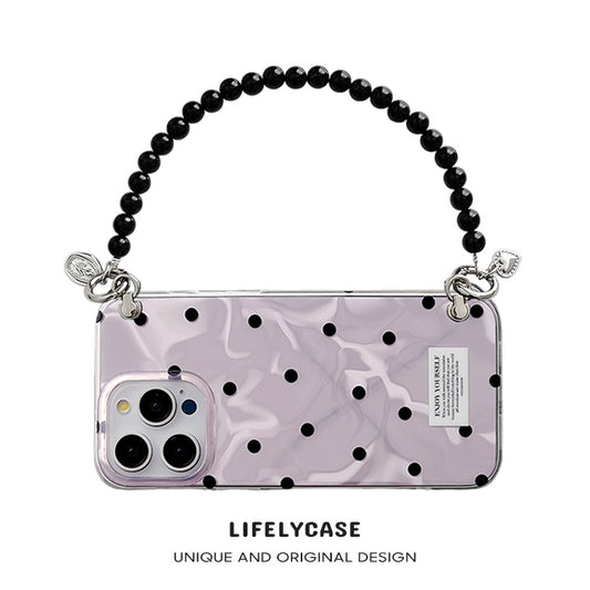 iPhone Lanyard Series | Light Purple Polka Dot Phone Case