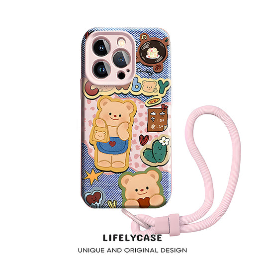 iPhone Lanyard Series | Butter Bear Liquid Silicone MagSafe Phone Case