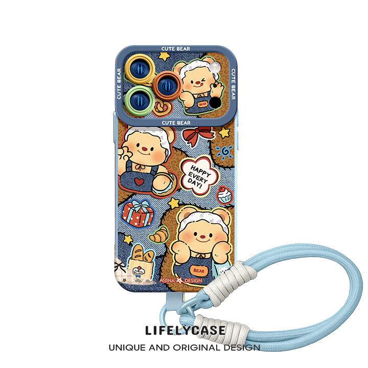 iPhone Lanyard Series | Butter Bear Co-Branded Cartoon Phone Case