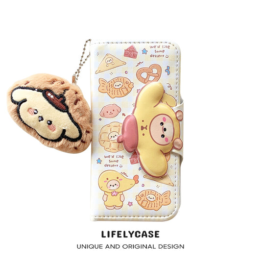 iPhone Lanyard Series | Pom Pom Purin Flip Leather Phone Case