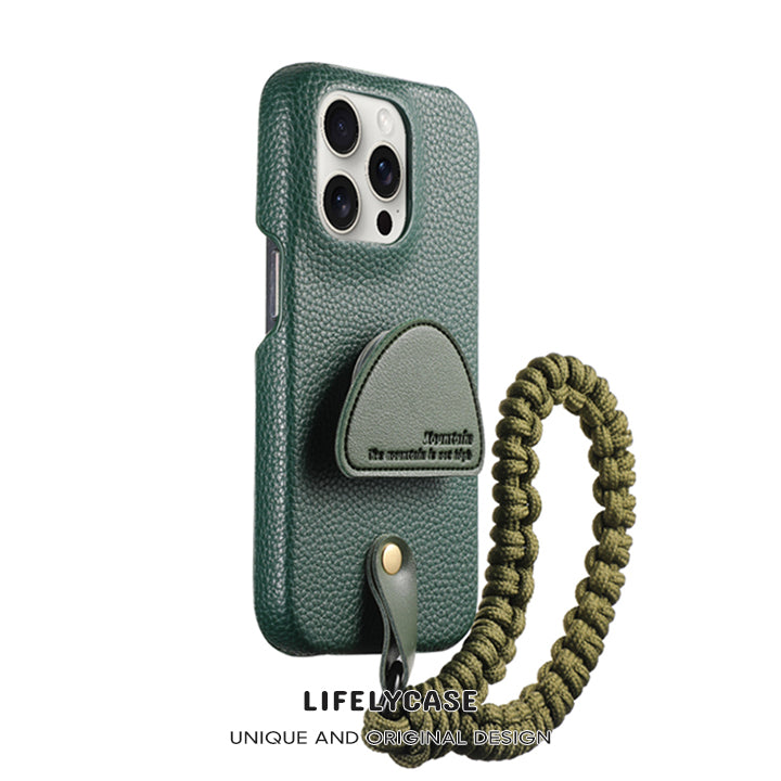 iPhone Lanyard Series | Leather Stand Phone Case