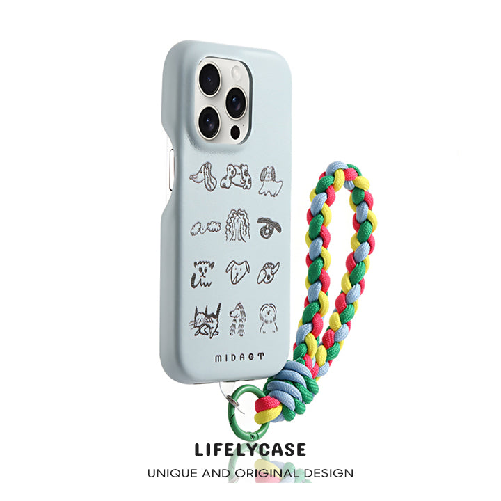 iPhone Lanyard Series | Cute Animal Painted Leather Phone Case