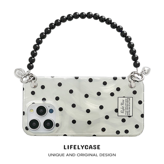 iPhone Lanyard Series | Elegant Polka Dot Design Phone Case