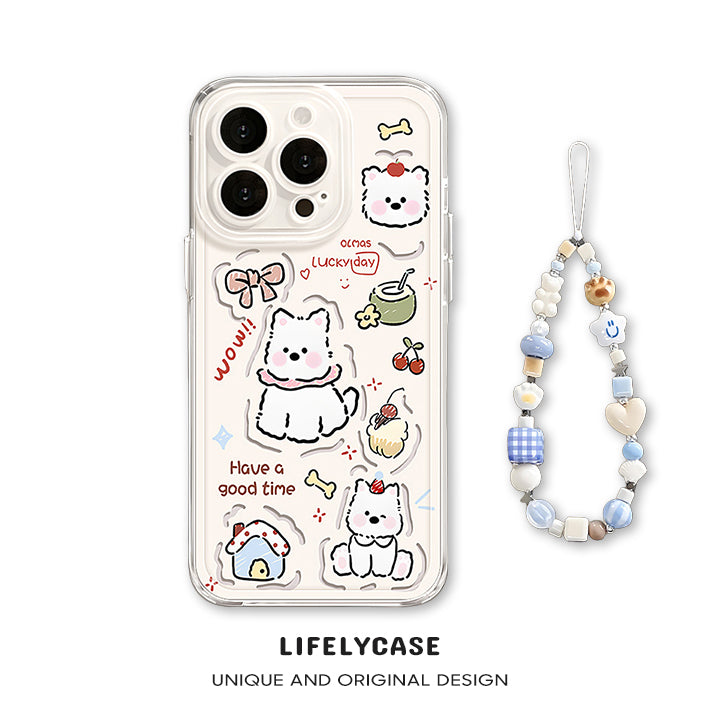 iPhone beads series | Cute Puppy Liquid Silicone Phone Case