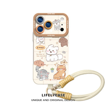 iPhone Lanyard Series | Cartoon Design Liquid Silicone Phone Case