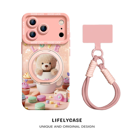 iPhone Lanyard Series | Bear Phone Case with Rotating Stand Design