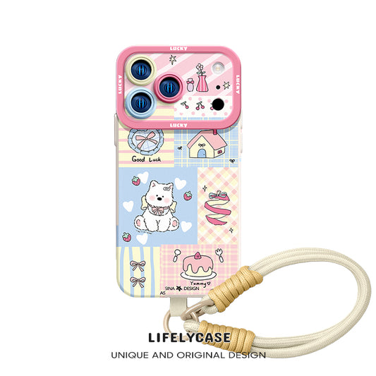 iPhone Lanyard Series | Cute Puppy Liquid Silicone Phone Case
