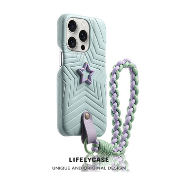 iPhone Lanyard Series | Five-Pointed Star Design Leather Phone Case