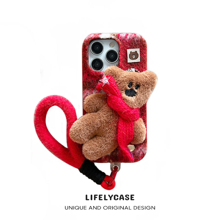 iPhone Lanyard Series | Christmas Bear Cartoon Plush Phone Case