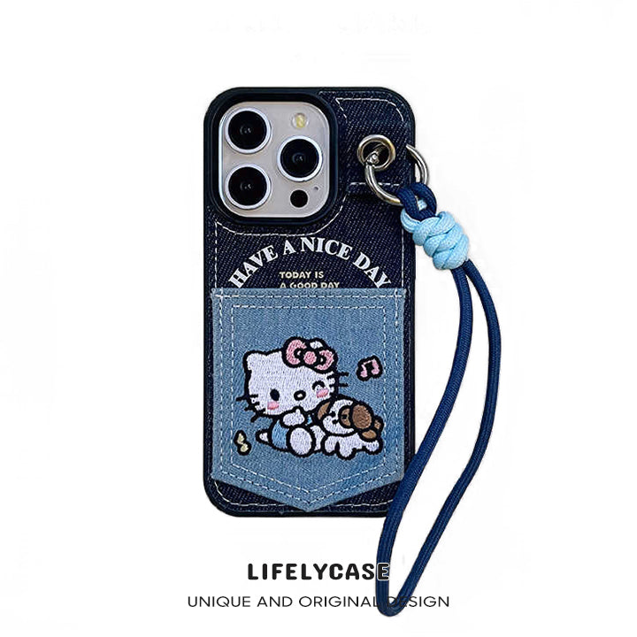 iPhone Lanyard Series | Card Holder Design Hello Kitty Mobile Phone Case