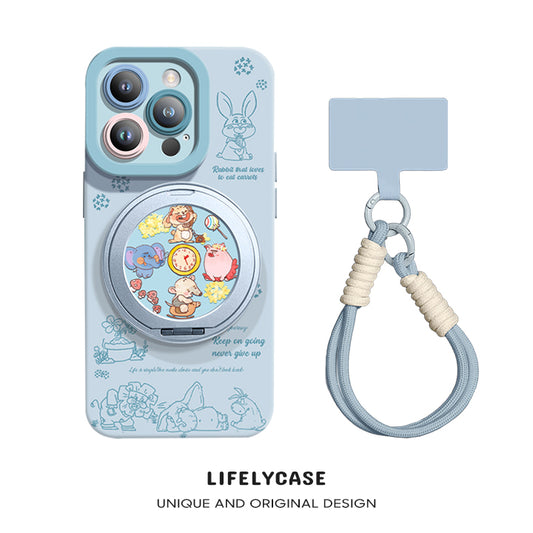 iPhone Lanyard Series | Magnetic Rotating Bracket Cartoon Phone Case