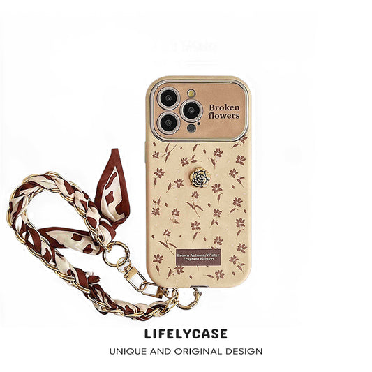 iPhone Lanyard Series | Silk Scarf Bracelet Floral Design Elegant Phone Case