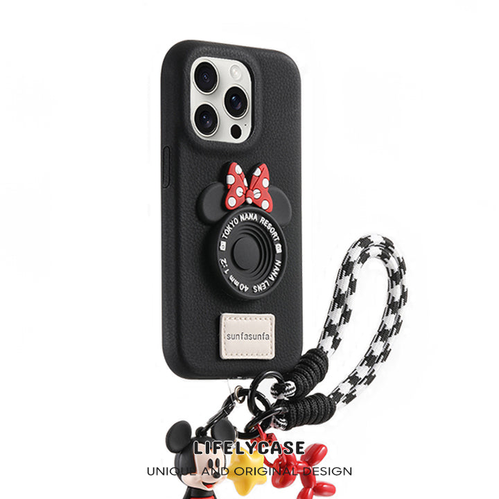 iPhone Lanyard Series | Cartoon Design Leather Phone Case