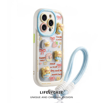 iPhone Lanyard Series | Cartoon Liquid Silicone Phone Case