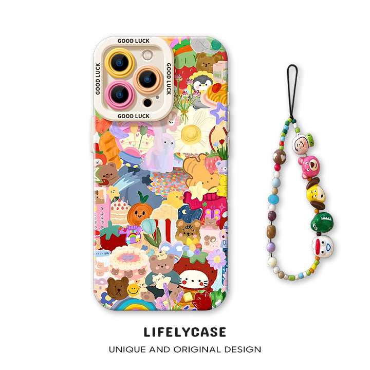 iPhone beads series | Cute Cartoon Liquid Silicone Phone Case