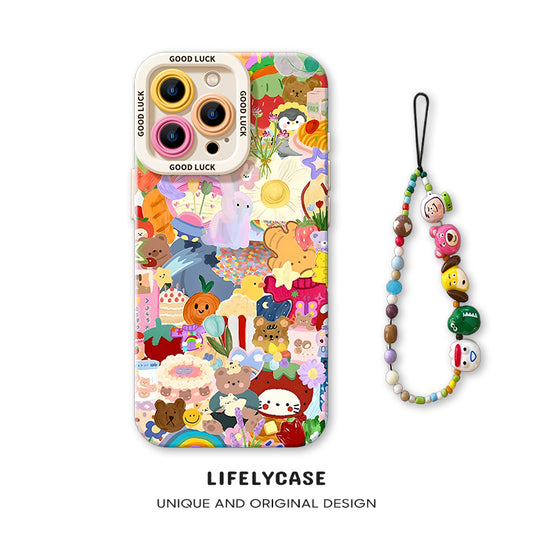 iPhone beads series | Cute Cartoon Liquid Silicone Phone Case