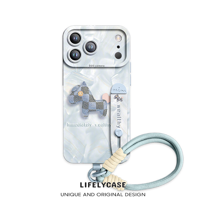iPhone Wristband Series | "Plaid Pony" Liquid Silicone Phone Case