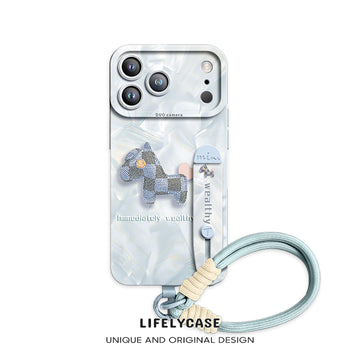 iPhone Wristband Series | "Plaid Pony" Liquid Silicone Phone Case