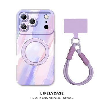 iPhone Lanyard Series | Watercolor Smudge Magnetic Rotating Bracket Phone Case