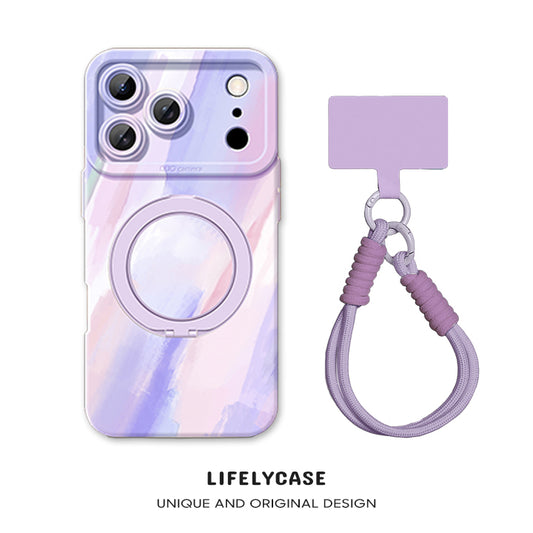 iPhone Lanyard Series | Watercolor Smudge Magnetic Rotating Bracket Phone Case