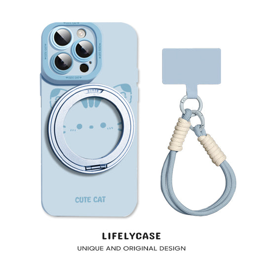 iPhone Lanyard Series | Magnetic Rotating Bracket Cartoon Phone Case
